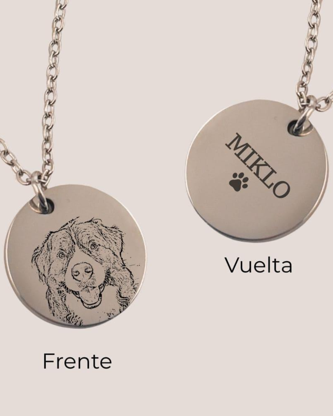 MASCOTA COLLAR DIJE CIRCULAR GRANDE 2,5 CM