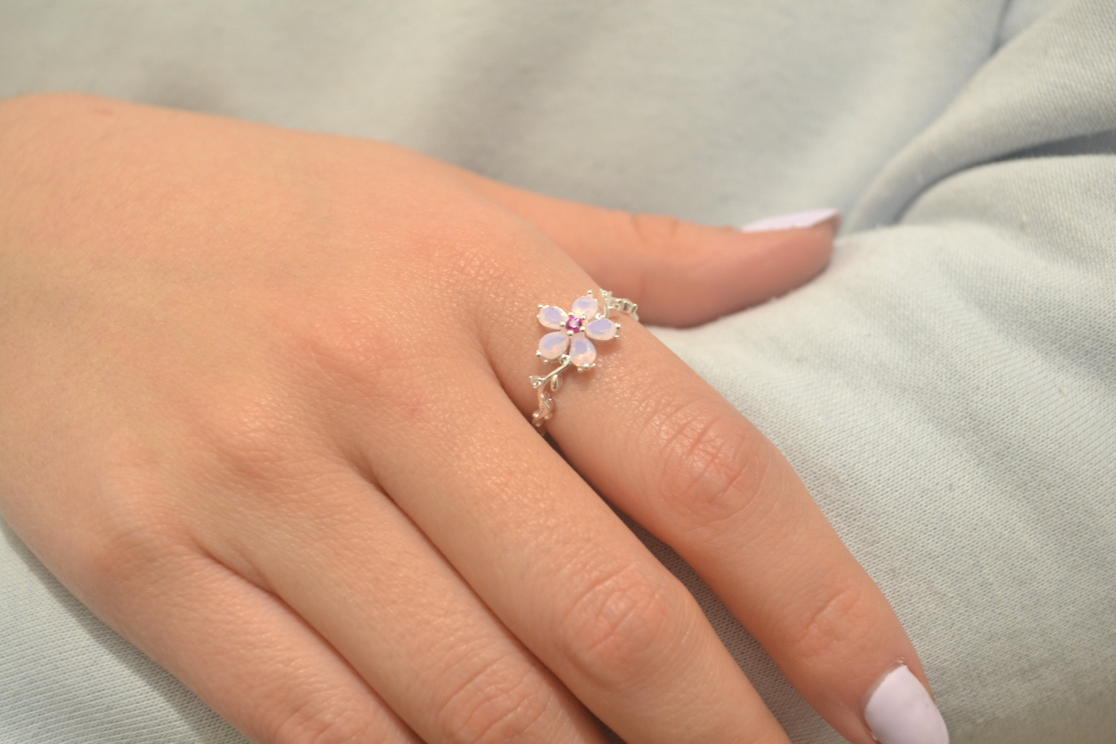 ANILLO FLOR ROSA OPALO - 7